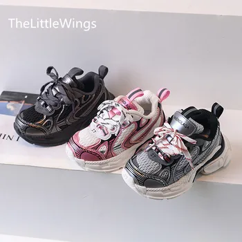 Bahar 2023 Yeni çocuk Hafif Nefes spor ayakkabı Erkek koşu ayakkabıları Moda Kızların rahat ayakkabılar 4-15 Yaşında
