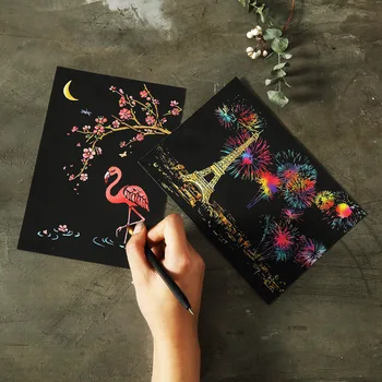 DIY Renkli Şehir Serisi Şehir Gece Scratch Boyama Dünya Manzara Scratch Kağıt Yaratıcı doğum günü hediyesi Boyama sanat Skeçler