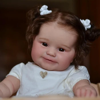 NPK 24 inç Zaten Bitmiş Boyalı Bebek Reborn Yürümeye Başlayan Lifeike Bebek Kız Maddie 3D Cilt El Kök Kahverengi Saç Bebek