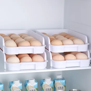 Buzdolabı Yumurta Konteyner 15 Yumurta Tepsisi Tutucu BPA Ücretsiz Buzdolabı Organizatör Mutfak Dolabı Masa Üstü