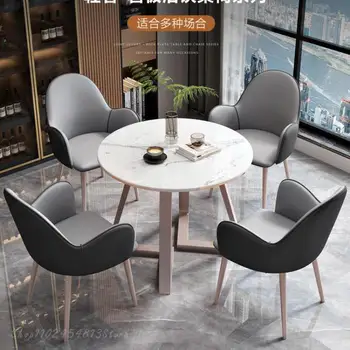 Kaya Kurulu Müzakere Masa Ve Sandalye Kombinasyonu Dükkanı Resepsiyon Eğlence Küçük Yuvarlak Masa Süt Çay Dükkanı yemek masası 1 Masa 4