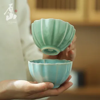 Yuanshan Ru Tesisat Ana Bardak Gracked Sır Desteklenebilir Porselen Kung Fu çay seti Ru-Porselen çay bardağı