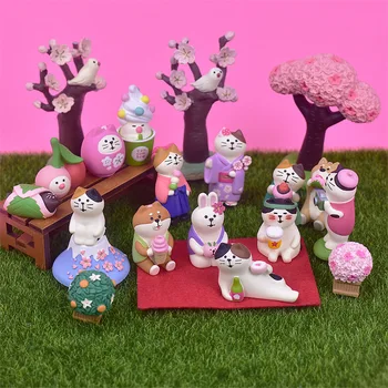 Japonya Zakka Sakura Festivali Japonya Minyatür Figürler Reçine Zanaat Kitaplık Dekorasyon Koleksiyon Sahne Dekorasyon
