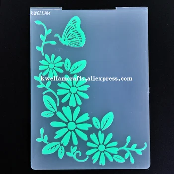 Çiçekler Kelebek Plastik Kabartma Klasör Kart Yapımı İçin Karalama Defteri DIY Albümü Kart Aracı Plastik Şablon Zanaat malzemeleri