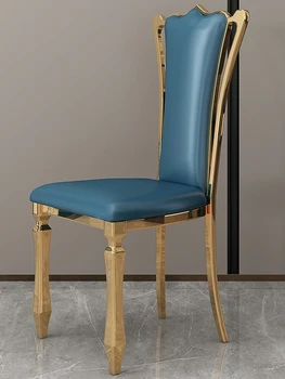 Lüks Paslanmaz Çelik PU yemek sandalyeleri Modern Oturma Odası Ziyafet Salonu Tabureleri Minimalist Metal düğün sandalyeleri Ev Mobilyaları