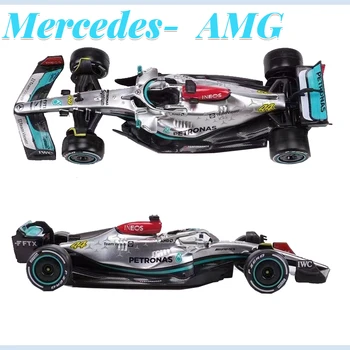 Bburago 1: 43 2022 F1 Mercedes-AMG W13 # 44 Hamilton # 63 George Russell Alaşım Oyuncak Araba Modeli Süper Formülü Döküm Model
