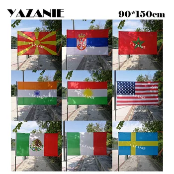 YAZANIE 90x150 cm Makedonya Sırbistan Fas Hindistan Kürt Amerika Birleşik Devletleri Amerikan ABD Meksika İtalya İsveç Polyester Baskılı Bayrak