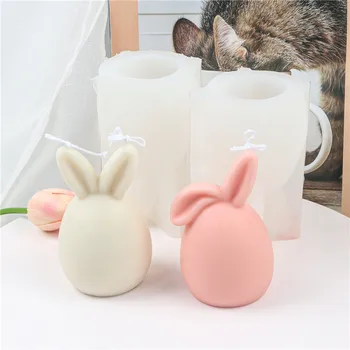 3d Paskalya Yumurtası Tavşan Silikon Mum Kalıp Meçhul Tavşan Kafası Aroma Sabun Alçı Reçine Kalıp Mum Yapma Malzemeleri Ev Dekor