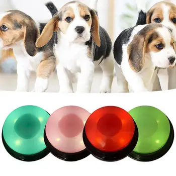 Ses kaydı Pet eğitim düğmesi oyuncak düğmesi eğlenceli köpek oyuncak 30 saniyelik kayıt yanıp sönen ışıklar ses çalma Clicker evcil hayvan için