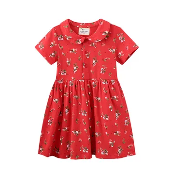 2023 Yaz Yeni çocuk Giyim Avrupa ve Amerikan çocuk Etekleri çocuk Etekleri Kız Moda Örme Kırmızı Elbise