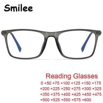 Iş Anti mavi ışık erkek okuma gözlüğü TR90 mat gri Retro Kare optik gözlük Anti Yorgunluk bilgisayar gözlük +1.75