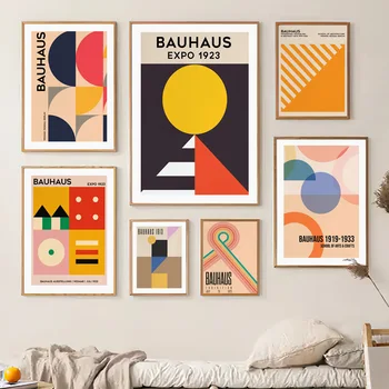 Bauhaus Expo Geometrik Tasarım Soyut Çizgi Sanat Posterler Ve Baskılar Tuval Duvar Dekorasyon Ev Resimleri Için Oturma Odası Dekor