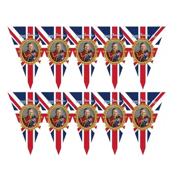 10 Adet Kral Charles III Union Jack Bayrakları 8.2 Feet İngiliz Bayrağı Taç Giyme Bayrakları Büyük Britanya Bayrakları Asılı Dekorasyon İçin