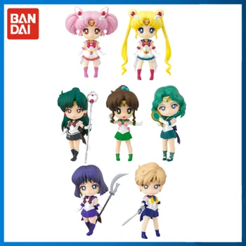 Bandai Qversion Mini Sailor Moon Chibiusa Tsukino Usagi Tenoh Haruka Kaiou Michiru Meiou Setsuna Anime şekilli kalıp Oyuncaklar Hediyeler