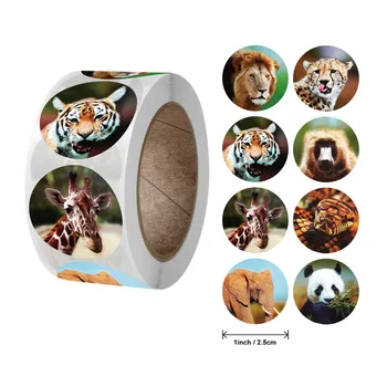 100-500 Adet Hayvanat Bahçesi Hayvanlar Karikatür Çıkartmalar çocuklar için klasik oyuncaklar Günlüğü Scrapbooking Dekor Okul Ödül etiket Aslan kaplan desen