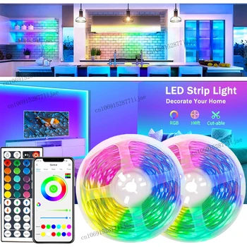 1-5m 10m 20m 30M Bluetooth LED Şerit ışıkları RGB 5050 Led Bant Odası Dekorasyon için Buz Hafif Müzik Uzaktan TV arkaplan ışığı Luces Led