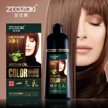 Mokeru 500ml Uzun Ömürlü Doğal Bitkisel Özü şampuan Kalıcı saç boyası Kadınlar İçin Saç Boyama Boya Şampuanı