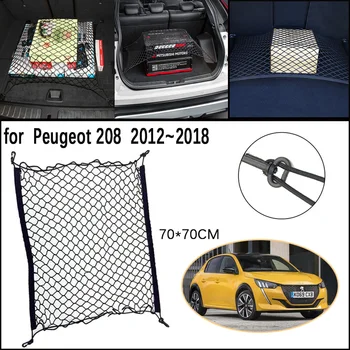 Peugeot 208 için 2012~2018 Araba Aksesuarları 2013 2014 Araba Gövde Ağ Örgü Bagaj Sabit Kanca Elastik Depolama kargo ağı Organize