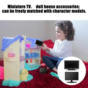 1:12 Bebek Evi TV Uzaktan Kumanda Simülasyon Minyatür Mobilya Dollhouse Oturma Odası Dekorasyon Televizyon Kız Ve Erkek İçin