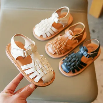 Baywell Kızlar Sandalet Yeni çocuk Dokuma Yumuşak Taban Ayakkabı Moda Prenses ayakkabı plaj ayakkabısı kesimler Sandalet