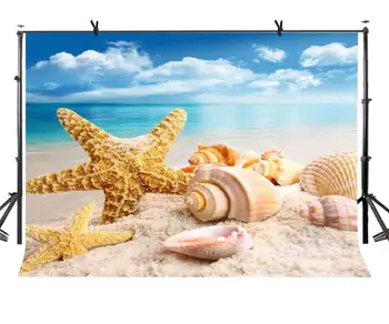 7x5ft Denizyıldızı Kabuklu Zemin Plaj Denizyıldızı Kabuklu Doğa Fotoğrafçılığı Arka Plan ve Stüdyo Fotoğrafçılığı Zemin Sahne