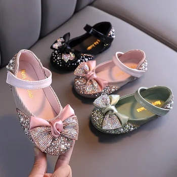 Çocuk Kız Prenses İlmek tek ayakkabı Kız Deri Yumuşak parti ayakkabıları Marka Rahat düz ayakkabı Çocuklar Bebek Loafer'lar