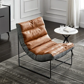 Tasarımcı tekli koltuk ışık lüks Oturma Odası sandalyeleri Modern Basit Recliner Balıksırtı tembel sandalye Modern Boş Sandalye