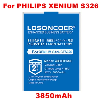 LOSONCOER 3850mAh AB3000IWMC Pil Philips XENİUM S326 CTS326 Cep Telefonu Pil