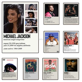 Iskandinav Pop Detaylar Poster Rapçi Michael Jackson 2pac Jay Z Sonrası Malone Akrep Hip Hop Tuval Baskı Duvar Sanatı Odası Cafe Dekor