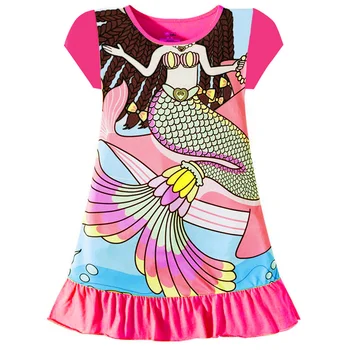 4-8T Kızlar Pijama Elbiseler Yaz çocuk giyim Mermaid Baskı Sıcak Satış Bebek Elbiseleri Ev Giysileri