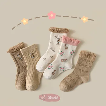 Çorap çocuk sonbahar / kış Bebek Çorap Dantel Silindir Çocuk Çiçek Tavşan kız Çorap Prenses chaussettes dolgu