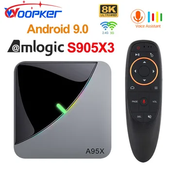 Wooker A95X F3 Hava akıllı tv kutusu Android 9.0 Amlogic S905X3 4GB 64GB Bluetooth Wifi 4K Medya Oynatıcı Google Oyuncu Set Üstü
