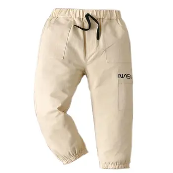 Bebek Erkek Pamuk Kargo Pantolon Çocuk Çocuk Bahar Sonbahar Nedensel Tulum Pantolon Çocuk Giyim için 2-7 Yaşında giymek