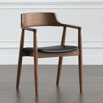 Ahşap Minimalist Sandalye İskandinav Salonu Rahat Modern Deri Yetişkin Gelişmiş Sandalye Tasarım Ofis Sillasn Evler Mobilya