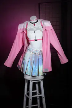 2023 Yeni Seksi Yetişkin Kadın Oyunları Cosplay Kostüm Pembe Takım Elbise Cadılar Bayramı Kıyafet Ceket Aksesuarları