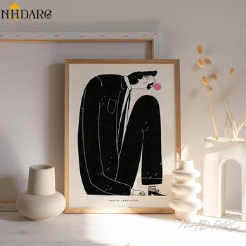 Modern Moda Benzersiz Tasarım Siyah Beyaz Adam Posteri Tuval Baskı Boyama Resim Duvar Sanatı Oturma Odası ev içi dekorasyon
