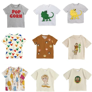 Yeni Yaz Mini Marka Çocuk T-Shirt Bebek Kız Giysileri Karikatür Kısa Kollu Toddler Noel Gömlek Çizgili Gömlek Erkek Tees Tops