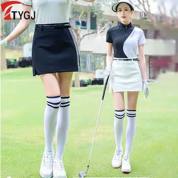TTYGJ Kadın Yüksek Bel A-çizgili Pantolon Etek Anti-ışık Golf Etekler Kadın Bölünmüş Elastik Spor Skorts Nefes Ince Etek Elbise