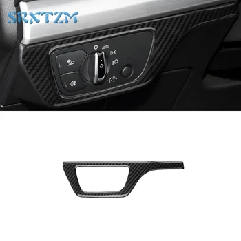 Audi için Q5 2018-2022 LHD Gerçek Karbon Fiber Far Anahtarı Paneli ayar kapağı Araba İç Aksesuarları dekorasyon çıkartması
