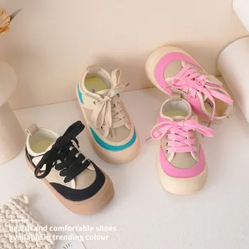 Çocuk kanvas ayakkabılar kızın Şeker Renk Patchwork Düşük Üst kanvas ayakkabılar çocuğun Nefes Yumuşak Taban Ayakkabı Boyutu 22-31
