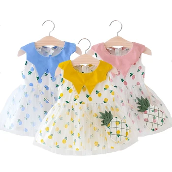 Ananas Elbise Kız Yaz Çocuk Dantel Prenses Bebek Kız Elbise Ve Bir sırt çantası Toddler çocuklar için doğum günü hediyesi