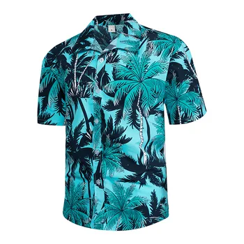 2023 vahşi Avrupa ve Amerikan yeni yaz kısa kollu hindistan cevizi gömlek Hawaii tarzı retro gevşek çiçek gömlek plaj