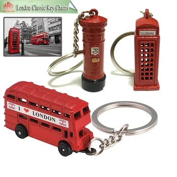 Moda İngiliz Minyatür Londra telefon kulübesi Sokak Posta Kutusu Otobüs Anahtarlık Anahtarlık Londra Klasik Hatıra Anahtar Zincirleri