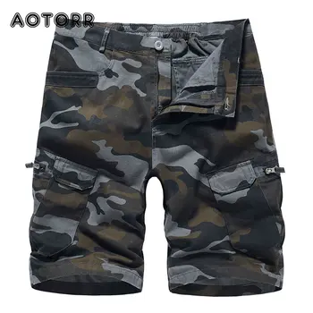 Yaz Erkek Kargo Şort 2023 Yeni Kamuflaj Askeri Taktik Şort Rahat Gevşek Koşu Erkek kısa pantolon Moda SweatPants