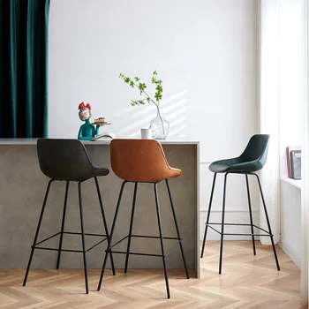 Modern minimalist bar sandalyesi ev yüksek bar sandalyesi tasarımcı ışık lüks ön büro sandalye İskandinav plastik bar taburesi adım dışkı