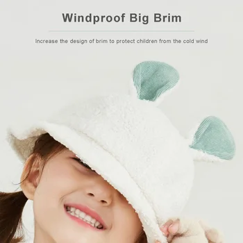 2020 Moda Bebek Sıcak Kova Şapka Sonbahar ve Kış Sıcak Tutmak Çocuk Kap Üç Boyutlu Tavşan Kulaklar Kuyruk