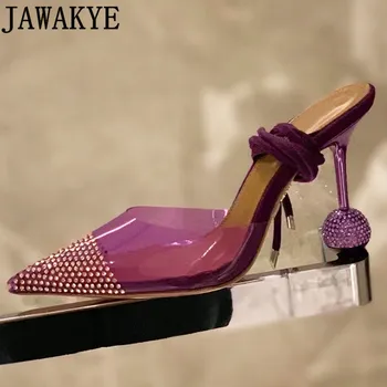 JAWAKYE Jöle Sandalet Kristal Ayakkabı Takı Topuk Kadın parti ayakkabıları Şeffaf PVC Ziyafet Gelin Düğün Pompaları Strappy Ayakkabı