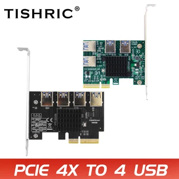 TISHRIC PCI Express Çarpan PCIE 1 İla 4 PCI Çoğaltıcı Hub 4X4 USB 3.0 Adaptörü PCIE Yükseltici Ekran Kartı Madenci Madencilik