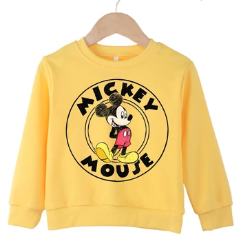Disney Mickey Mouse Hoodies Temel Animasyon Sıcak Satış Erkek Kız Çocuk Giysileri Gevşek Crewneck Modern Kazak Üst Çocuklar