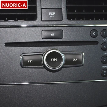 Siyah Merkezi Kontrol Ses Ayar Düğmesi Dekoratif Kapak Sticker Mercedes Benz GLA X156 CLA C117 2013-2017 Araba Styling